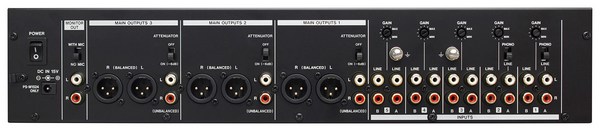 5 CHANNEL, 3 OUTPUT RACKMOUNT ZONE MIXER 5 RCA IN & 2 XLR INS / 2RU