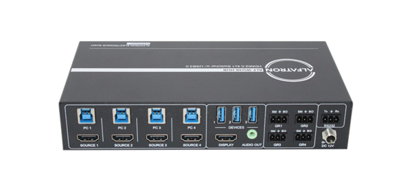 4X1 SWITCHER 4 HDMI VIDEO INPUTS AND 1 OUTPUT, 3.5MM STEREO AUDIO OUTPUT FOR AUDIO DE-EMBEDDING