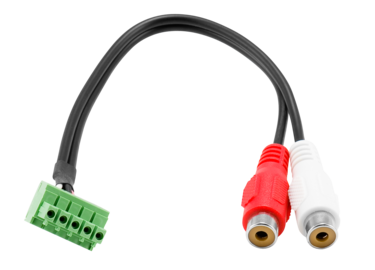 THE CC-3.5ST5-RCA2F IS A 6 INCH CABLE USED TO CONNECT 2 RCA FEMALE TO A 5-PIN MINI-PHOENIX CONNECTOR