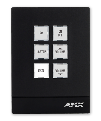 MASSIO 6-BUTTON ETHERNET CONTROLPAD, PORTRAIT, WHT -FITS INTO STANDARD 1 GANG US, UK OR EU BACK BOX