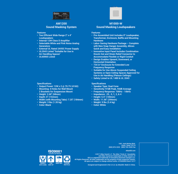 EASY SYSTEM  SOUND MASKING KIT: INCLUDES: (1) AM1200, (4) M1000-W