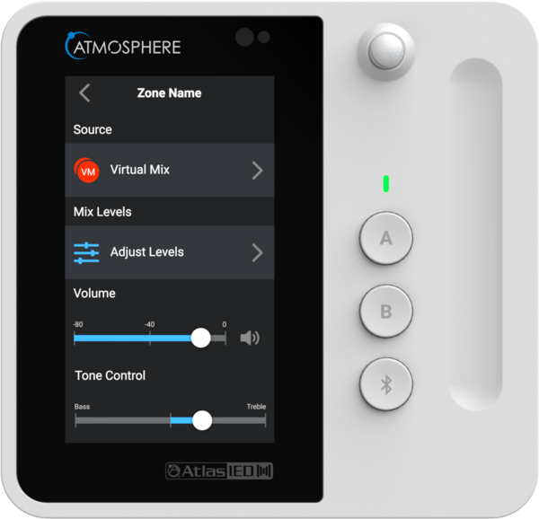 WHITE ATMOSPHERE TOUCHSCREEN WALL CONTROLLER WITH BLUETOOTH AUDIO INPUT / 2-GANG
