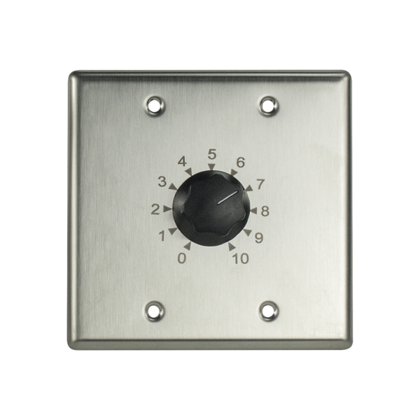 PRECISION, PLATE MOUNTED 250W ATTENUATOR, 1.5DB STEPS / 2 GANG STAINLESS STEEL PLATE