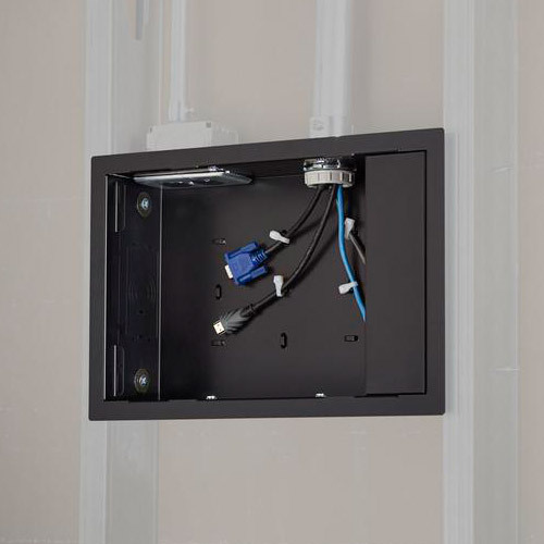 PROXIMITY IN-WALL STORAGE BOX/ENCLOSURE WITH PAINTABLE FLANGE TO BLEND IN ANY ENVIRONMENT (BLACK)