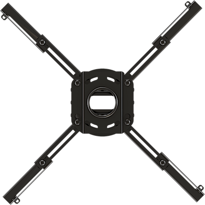 UNIVERSAL MOUNT FOR PROJECTORS, LOW PROFILE, 12 ADJUSTMENT POINTS, WEIGHT CAPACTIY 70LB, BLACK