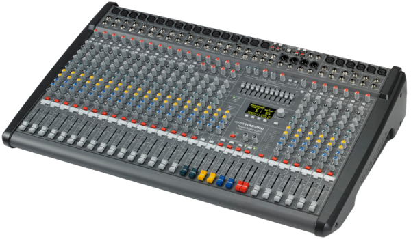 POWER MIXER, 18 MIC/LINE + 4 MIC/STEREO LINE CHANNELS, 6XAUX, DUAL 24 BIT STEREO EFFECTS,