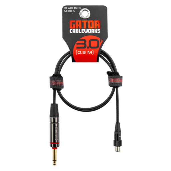 a 3-Foot Straight 1/4" with Quiet Switch to TA4F Instrument Cable for Wireless Bodypack Transmitter
