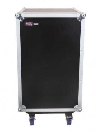 ATA WOOD FLIGHT POP-UP CONSOLE RACK CASE; 10U TOP; 12U BOTTOM; W/ CASTERS