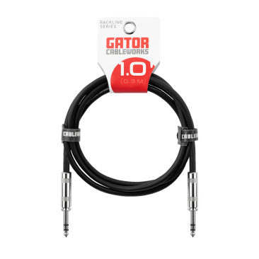 A PROFESSIONAL 1-FOOT BALANCED PATCH CABLE FEATURING ¼-INCH TRS MALE TO ¼-INCH TRS MALE CONNECTORS