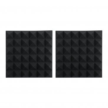 PAIR OF 2”-THICK ACOUSTIC FOAM PYRAMID PANELS 12”X12” – CHARCOAL COLOR