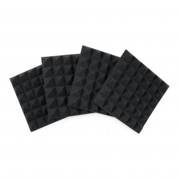 FOUR (4) PACK OF 2”-THICK ACOUSTIC FOAM PYRAMID PANELS 12”X12” – CHARCOAL COLOR