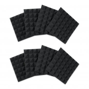EIGHT (8) PACK OF 2”-THICK ACOUSTIC FOAM PYRAMID PANELS 12”X12” – CHARCOAL COLOR