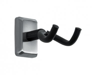 GATOR FRAMEWORKS WALL MOUNTED GUITAR HANGER WITH SATIN CHROME MOUNTING PLATE