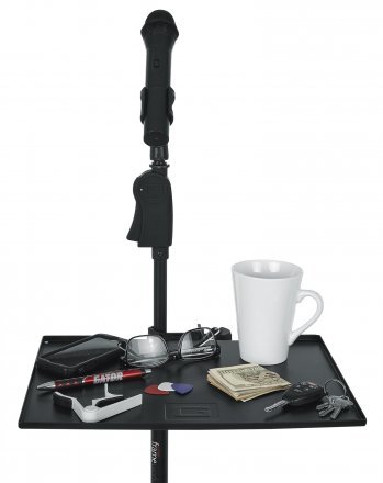 GATOR FRAMEWORKS LARGE MICROPHONE STAND CLAMP-ON UTILITY SHELF, CAPACITY UP TO 10LBS.