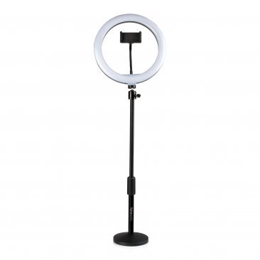 10-INCH LED DESKTOP RING LIGHT STAND WITH PHONE HOLDER AND COMPACT WEIGHTED BASE