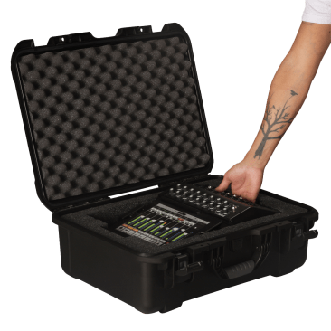 BLACK WATERPROOF INJECTION MOLDED CASE, WITH CUSTOM FOAM INSERT FOR MACKIE DL1608 MIXING CONSOLE