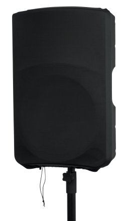 STRETCHY DUST COVER TO FIT MOST 15 INCH PORTABLE SPEAKER CABINETS. BLACK