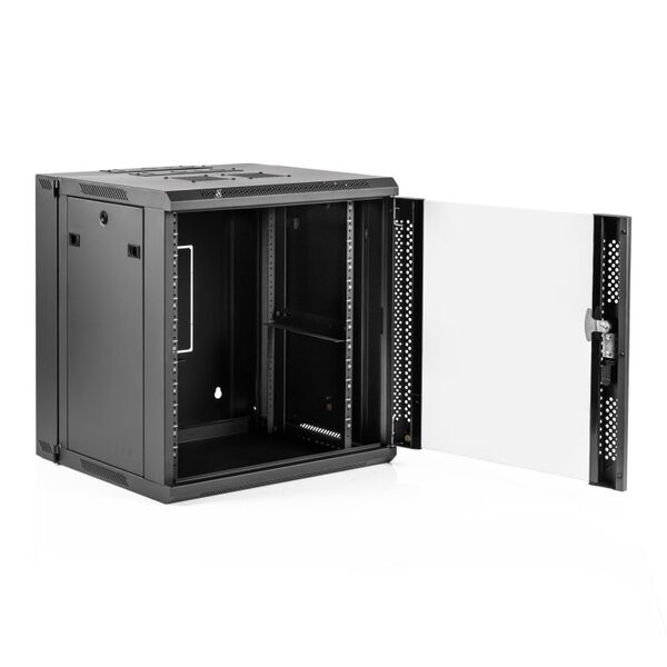 9RU GATOR RACKWORKS HINGED WALL MOUNTED RACK; 21" DEEP; WITH VENTED GLASS FRONT DOOR