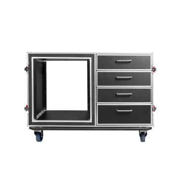 GTOUR WORKSTATION 12U RACK, 4 DRAWERS & 2 TABLES