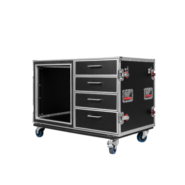 GTOUR WORKSTATION 12U RACK, 4 DRAWERS & 2 TABLES