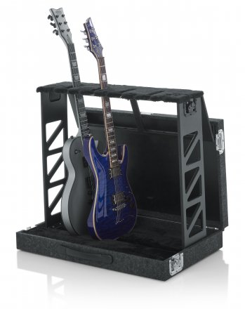 COMPACT RACK STYLE FOUR (4) GUITAR STAND THAT FOLDS INTO CASE
