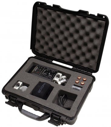 BLACK WATERPROOF INJECTION MOLDED CASE WITH FOAM INSERT CUSTOM FIT FOAM TO FIT ZOOM H6 HAND