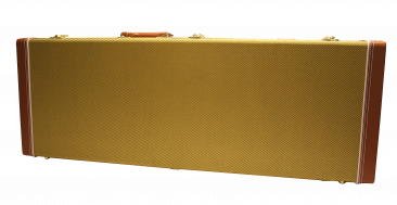 DELUXE WOOD CASE FOR ELECTRIC GUITARS; TWEED