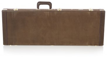 DELUXE WOOD CASE FOR ELECTRIC GUITARS; VINTAGE BROWN EXTERIOR