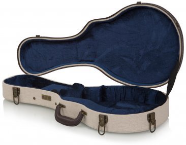 DELUXE WOOD CASE FOR MANDOLIN; JOURNEYMAN BURLAP EXTERIOR