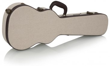 DELUXE WOOD CASE FOR TENOR STYLE UKULELE; JOURNEYMAN BURLAP EXTERIOR