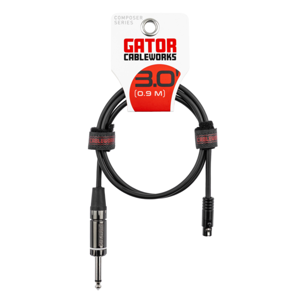 3-Foot Straight 1/4" to TA4F Instrument Cable for Wireless Bodypack Transmitter