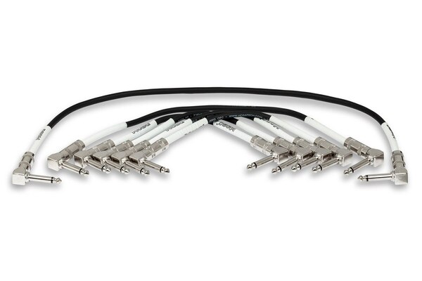 GUITAR PATCH CABLE, HOSA 1/4" TS MALE RIGHT-ANGLE TO SAME, 6 PACK VARIOUS LENGTHS