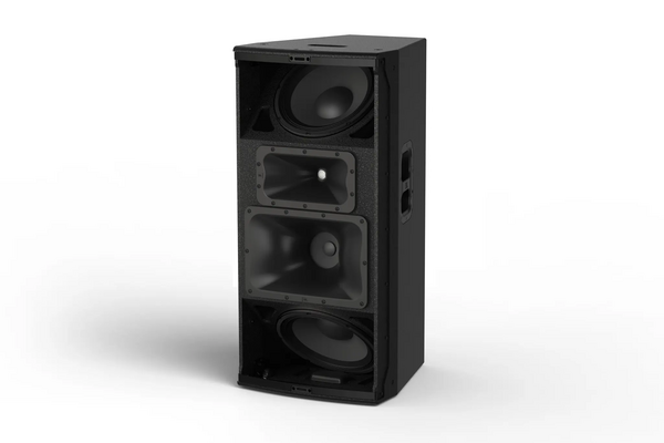 ACOUSTICALLY THREE-WAY, DUAL 12-INCH POWERED POINT-SOURCE SPEAKER, 3-WAY, 90 X 60