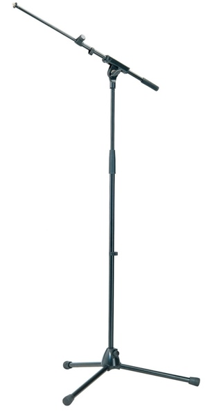 21075   TRIPOD MICROPHONE STAND W/ TELESCOPIC BOOM ARM   BLACK, HEIGHT 39-67 WITH
