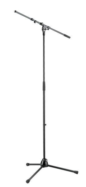 210/9 TRIPOD BASE MICROPHONE STAND 35"-63" WITH BOOM ARM 18"-30", BLACK