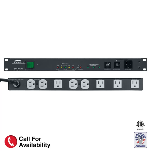 POWER PANEL-15A, 5-SWITCHED 4-UNSWITCHED OUTLETS, 1U, SURGE SUPP, O/U