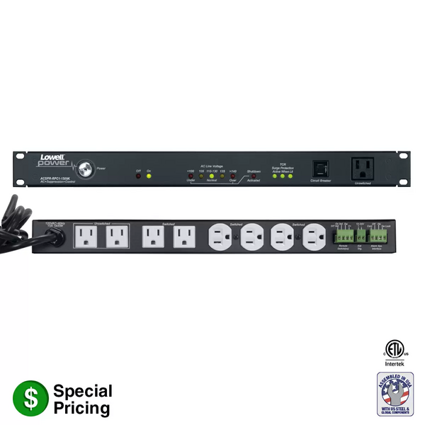 POWER PANEL-15A, 6-SWITCHED 3-UNSWITCHED OUTLETS, 1U, SURGE SUPP, O/U