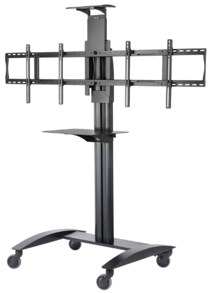VIDEO CONFERENCE CART W/METAL SHELF FOR TWO 40" TO 55" DISPLAYS