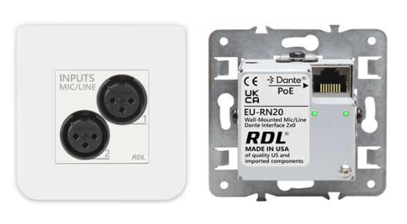 WALL-MOUNTED MIC/LINE DANTE INTERFACE 2X0