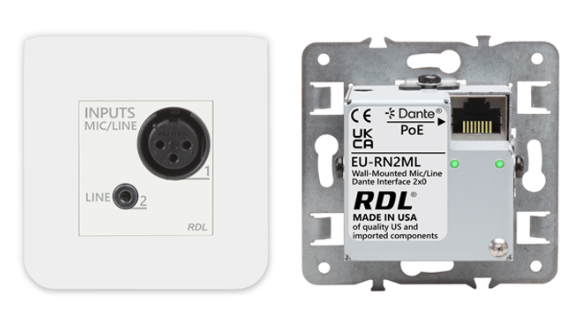 WALL-MOUNTED MIC/LINE DANTE INTERFACE 2X0