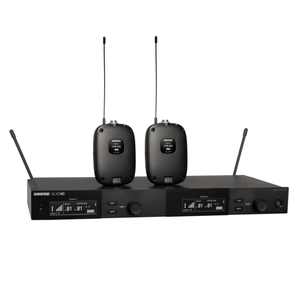 DUAL SLXD WIRELESS BODYPACK SYSTEM INCLUDES SLXD4 RECEIVER, 2 X SLXD1 BODYPACK TRANSMITTERS