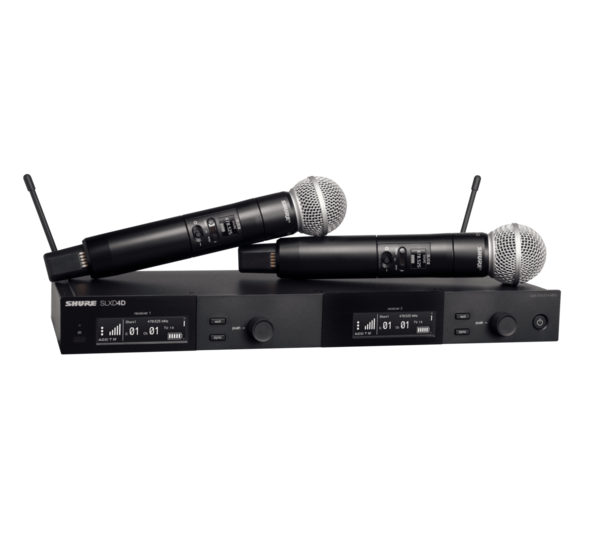 DUAL WIRELESS VOCAL SYSTEM WITH SLXD4 RECEIVER & (2) SLXD2/SM58 HANDHELD TRANSMITTER WITH SM58 MIC