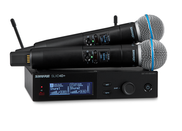 DUAL WIRELESS SYSTEM WITH 2 SLXD2+/B58 HANDHELD TRANSMITTERS