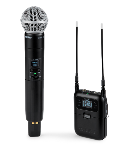 PORTABLE WIRELESS SYSTEM WITH SM58 HANDHELD TRANSMITTER