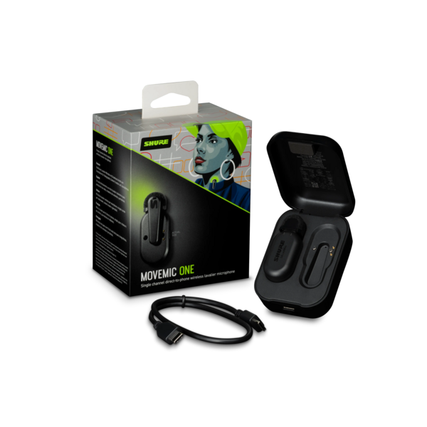MOVEMIC LAVALIER- SINGLE-CHANNEL WIRELESS LAPEL MICROPHONE WITH CHARGING CASE & USB-C CHARGING CABLE