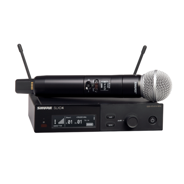 SLX-D WIRELESS VOCAL SYSTEM WITH SLXD4 RECEIVER AND SLXD2/SM58 HANDHELD TRANSMITTER WITH SM58 MIC
