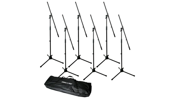 JAMSTANDS 6-PACK TRIPOD MIC STAND BUNDLE WITH CARRYING BAG