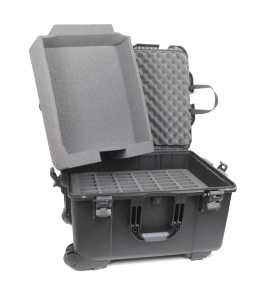 HEAVY-DUTY CARRY CASE WITH WHEELS FOR LARGE DIGI-WAVE, FM OR INFRARED SYSTEM (60 SLOT + TRAY)