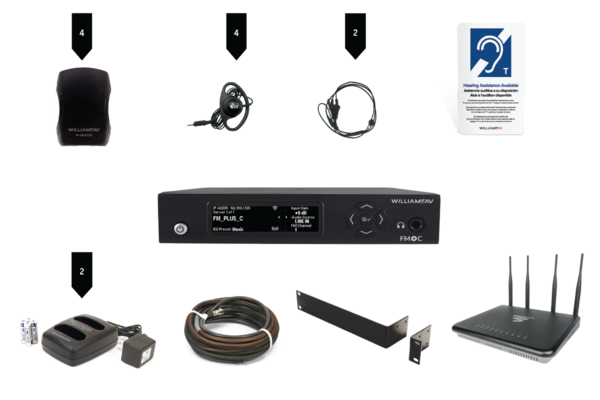 FM PLUS LARGE-AREA DUAL FM AND WI-FI ASSISTIVE LISTENING SYSTEM WITH 4 FM R37 RECEIVERS & WAP