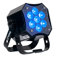 MOD STQ; COMPACT, HIGH OUT, LOW POWER DRAW LED PAR USED AS A WASH FIXTURE WITH 7 X 8W RGBW LEDS